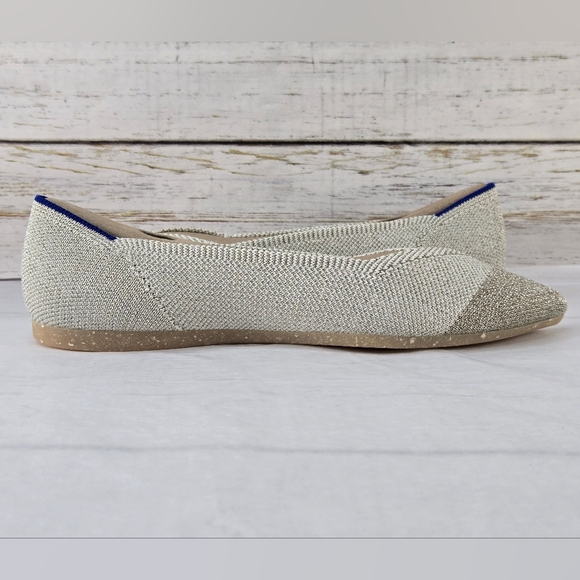 Rothy's The Pointed Toe Knit Ballet Flats Diamond Metallic Women's Size 6 - Picture 7 of 14